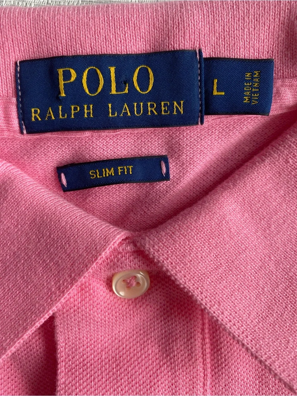 Polo Ralph Lauren Men's L Pink Slim Fit Cotton Polo Shirt NWT Navy Pony